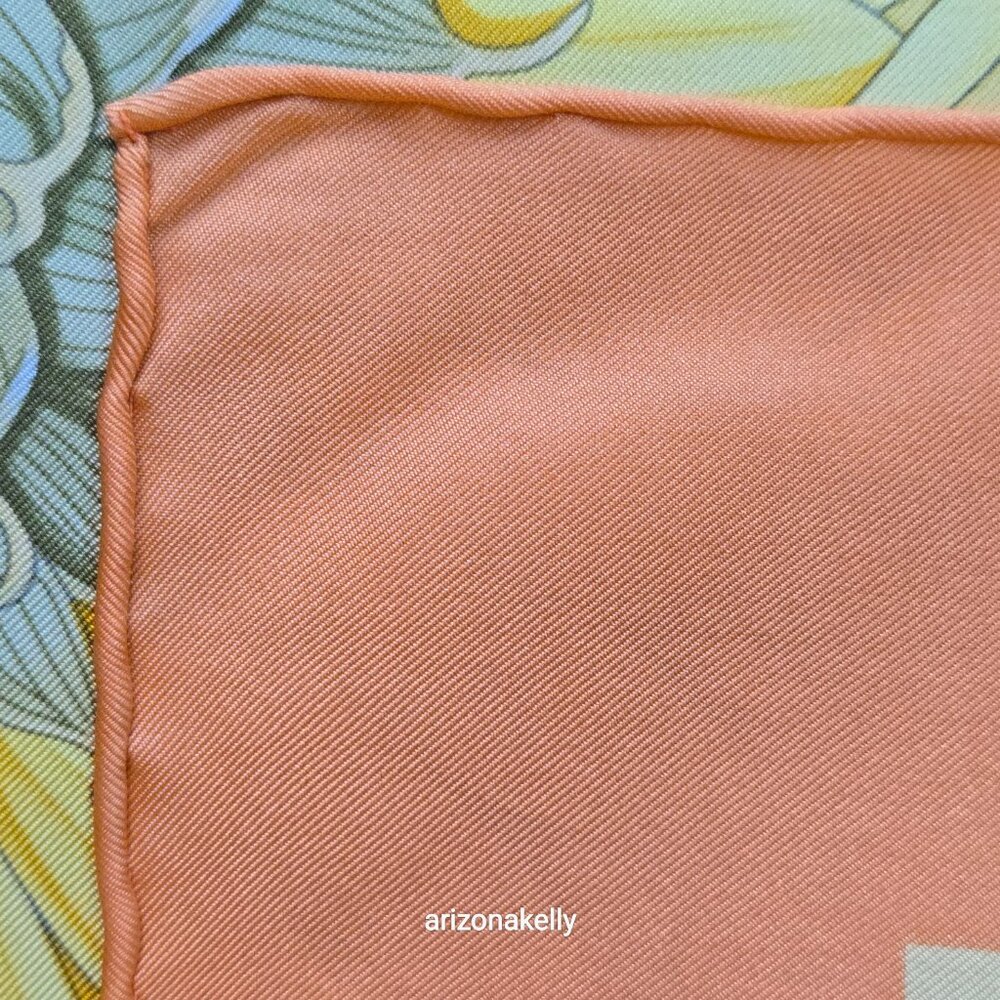 Large Silk Twill Scarf Hand-Rolled Sunflowers Floral Orange Yellow - Picture 2 of 12